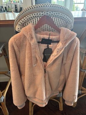 Bellivera Blush Pink Plush Hooded Teddy Jacket